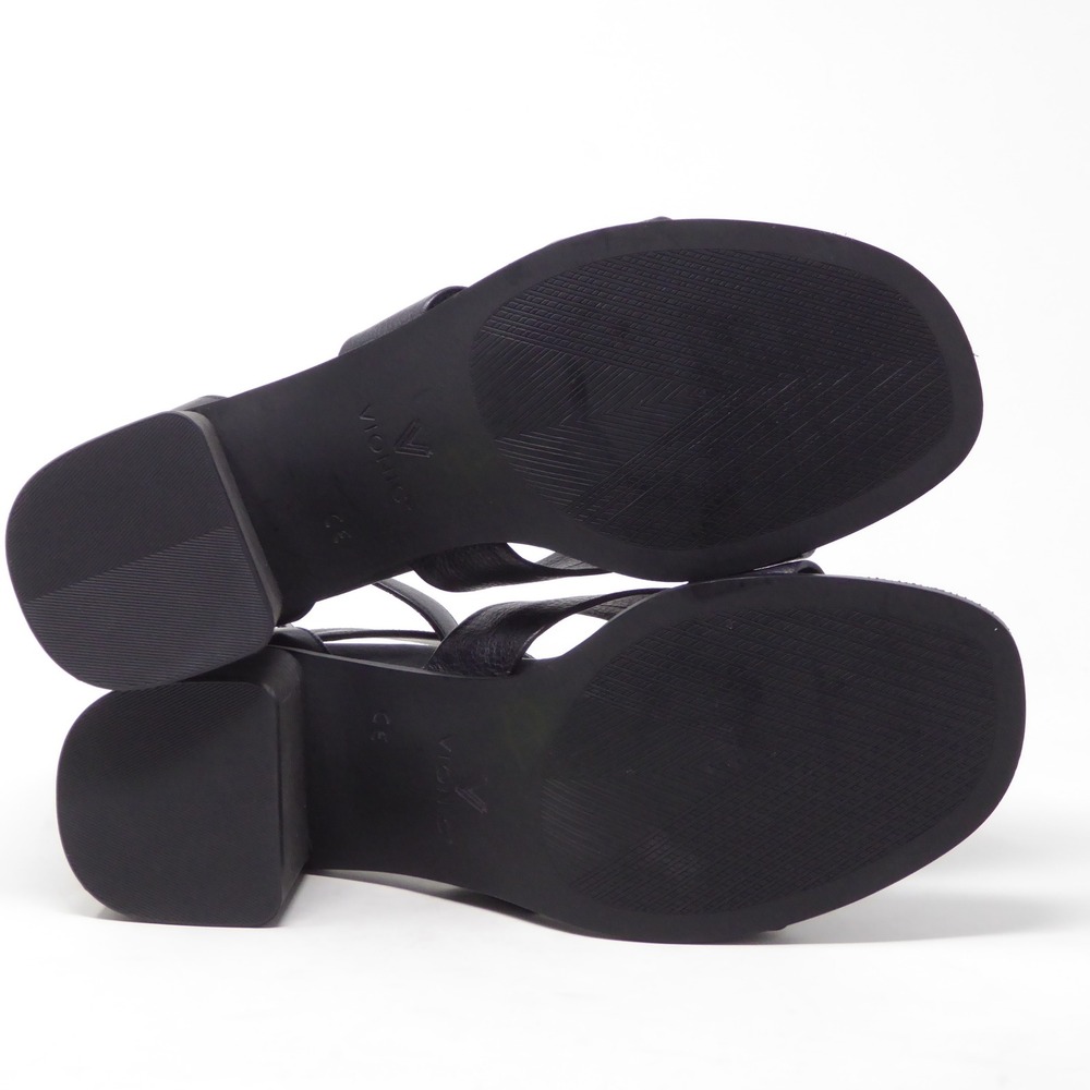 Vionic Womens Maia Sandals Knotted Black Leather Ankle Strap Block Heel 12W - Picture 6 of 8